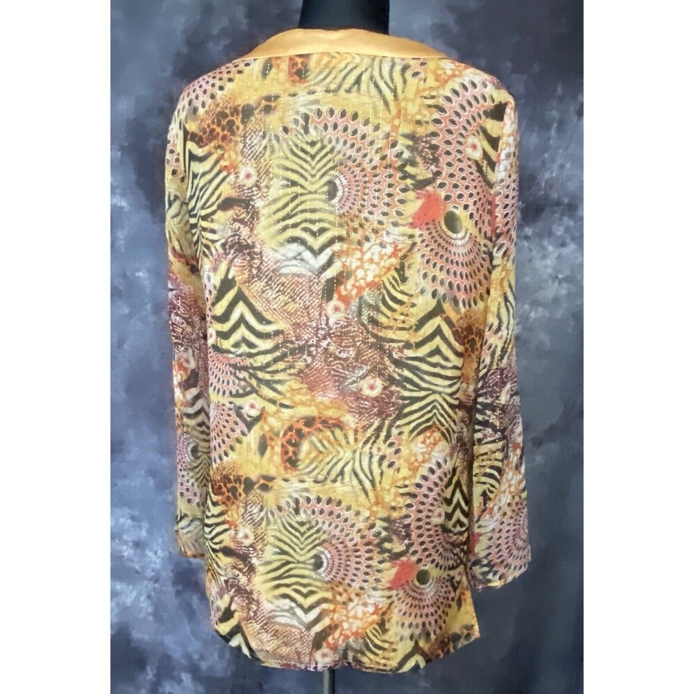 Diane Gilman Size Small Silk Beaded Embellished Semi Sheer Tunic Top - Picture 4 of 5
